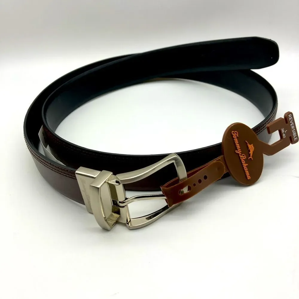 NWT Tommy Bahama Reversible Brown/Black Leather Men’s Belt Size L 38-40